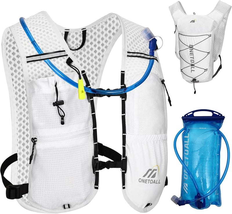 ONETOALL Running Vest for Women & Men, 6L Hydration Backpack with 2L Water Bladder, Lightweight Water Backpack for Trail Running, Marathon, Hiking, Cycling, Jogging, Adjustable Fit - Image 1